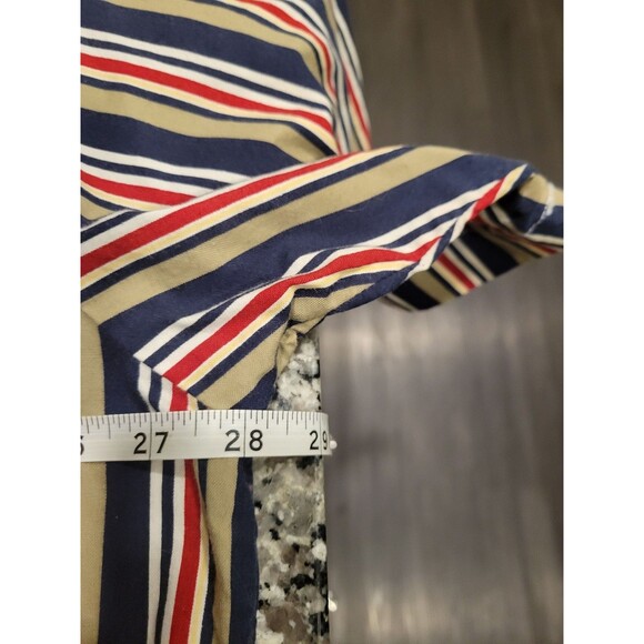 Basic Editions Shirt Mens XL Striped Short Sleeve Button Up Casual Navy Tan Red - Picture 5 of 6